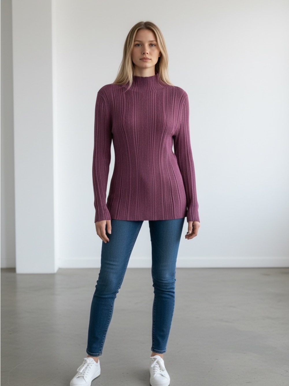 WHBM White House Black Market Ribbed Mock Neck Sweater